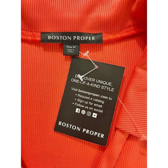 Boston Proper Red Long Sleeve Collared Zip Front Dress Medium NWT - Picture 5 of 5